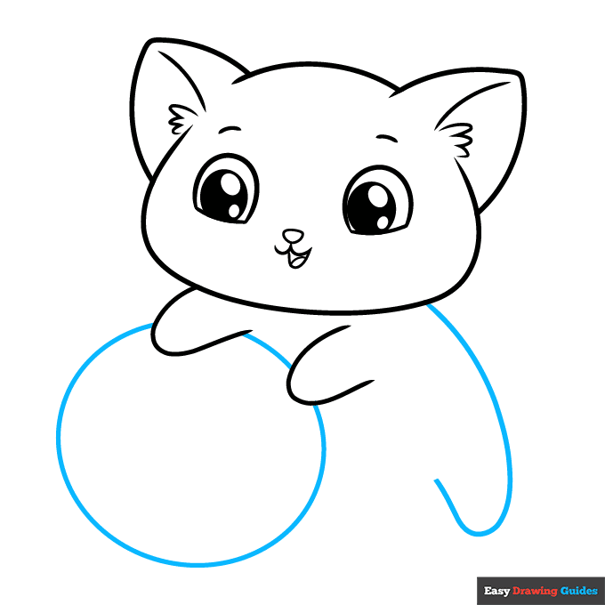 Cute Cat step-by-step drawing tutorial: step 5