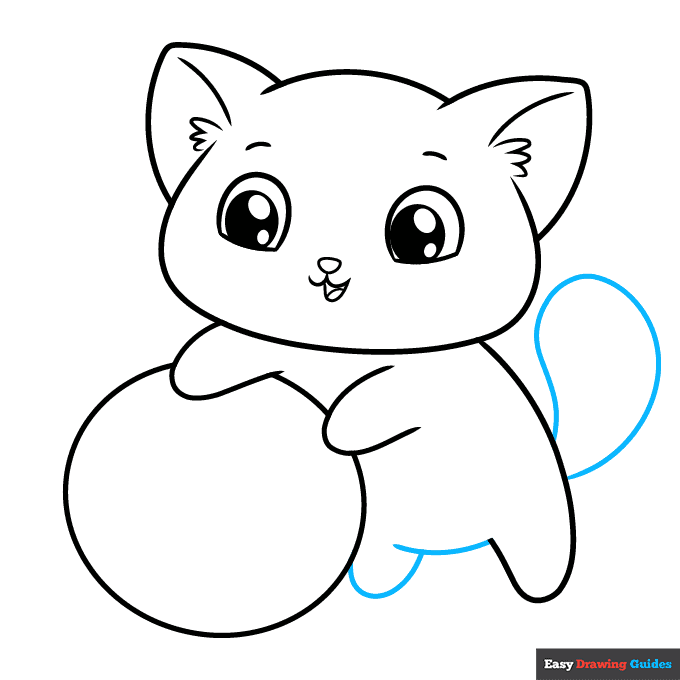 Cute Cat step-by-step drawing tutorial: step 6