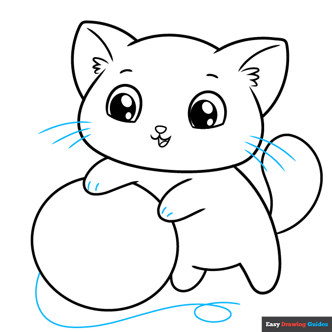 Cute Cat step-by-step drawing tutorial: step 7
