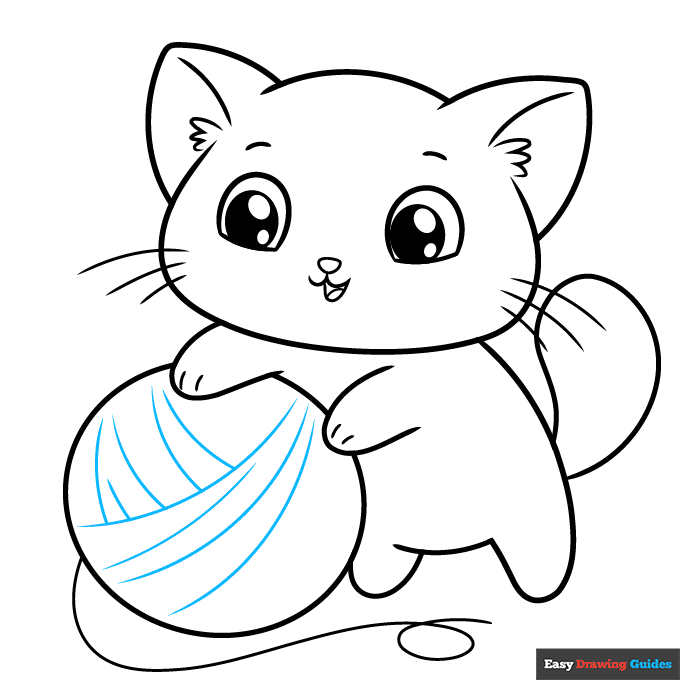 Cute Cat step-by-step drawing tutorial: step 8