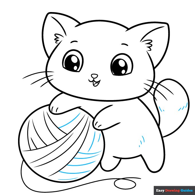 Cute Cat step-by-step drawing tutorial: step 9