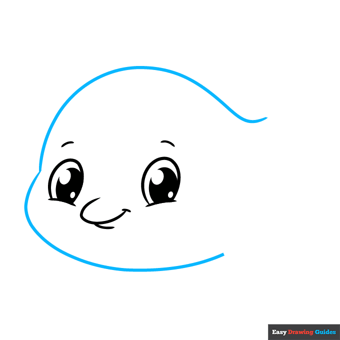 Easy Cute Dolphin step-by-step drawing tutorial: step 5