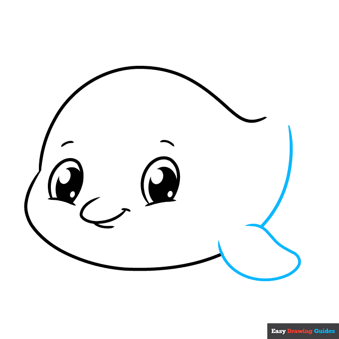 Easy Cute Dolphin step-by-step drawing tutorial: step 6