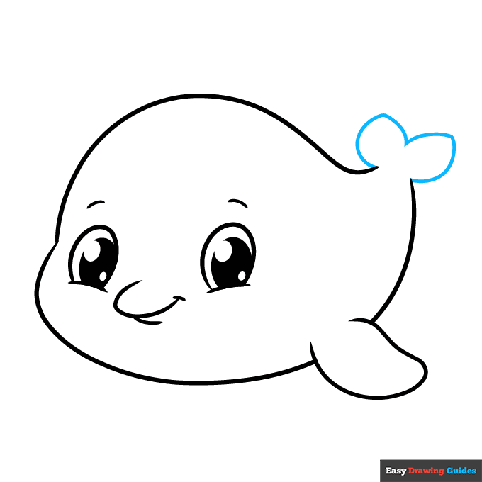 Easy Cute Dolphin step-by-step drawing tutorial: step 7