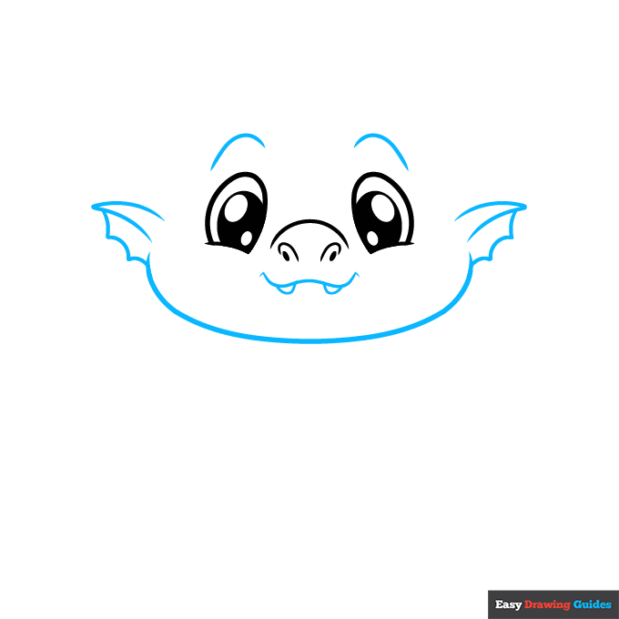 Cute Dragon step-by-step drawing tutorial: step 2