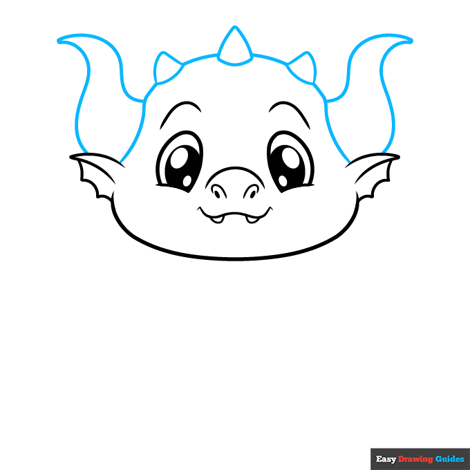 Cute Dragon step-by-step drawing tutorial: step 3