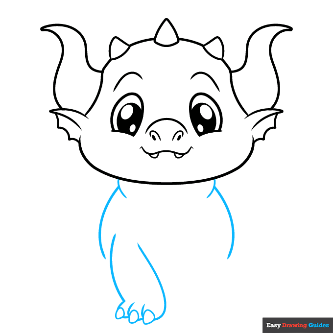 Cute Dragon step-by-step drawing tutorial: step 4