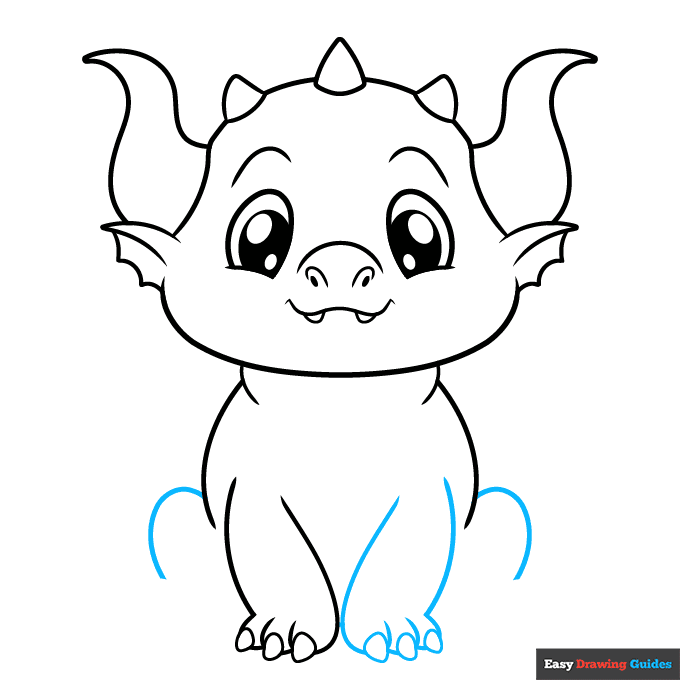 Cute Dragon step-by-step drawing tutorial: step 5