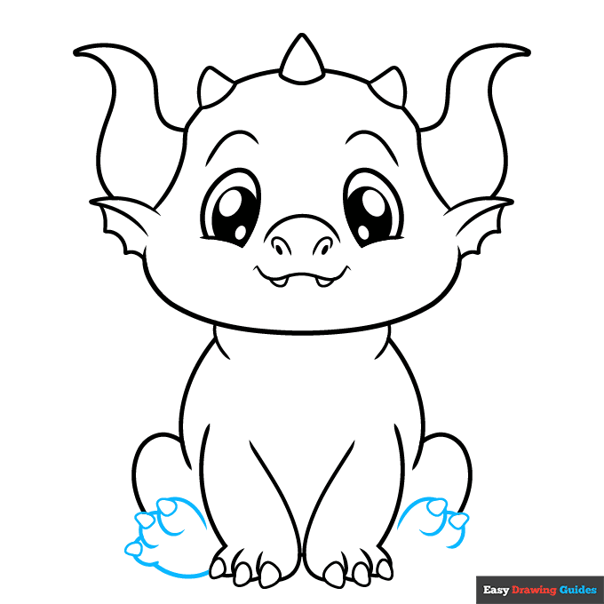 Cute Dragon step-by-step drawing tutorial: step 6