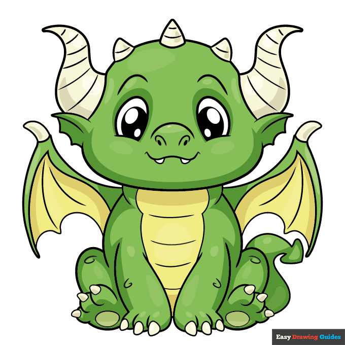 Cute Dragon step-by-step drawing tutorial: step 11