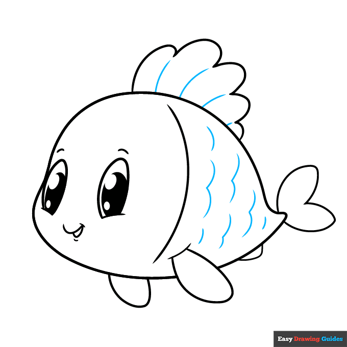 Cute Fish step-by-step drawing tutorial: step 8