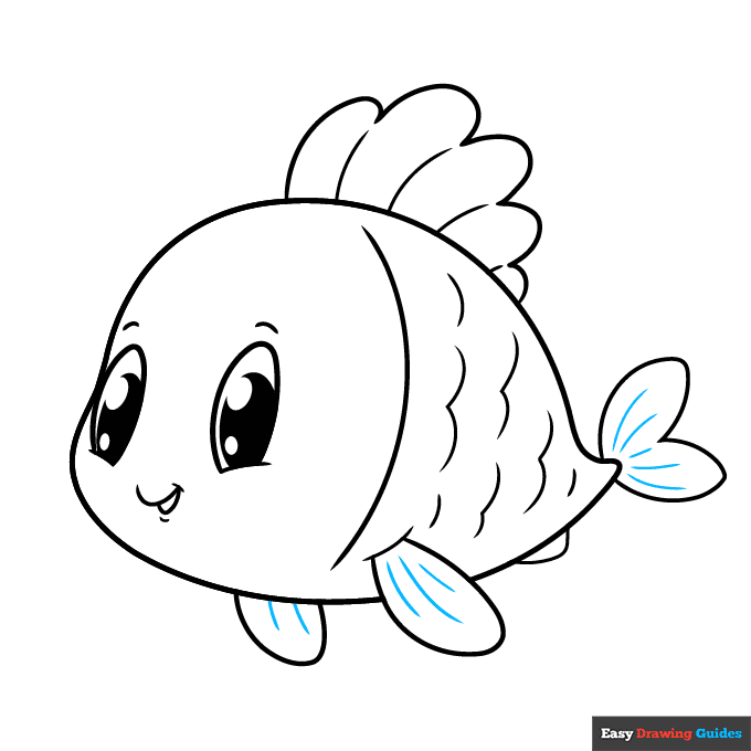 Cute Fish step-by-step drawing tutorial: step 9