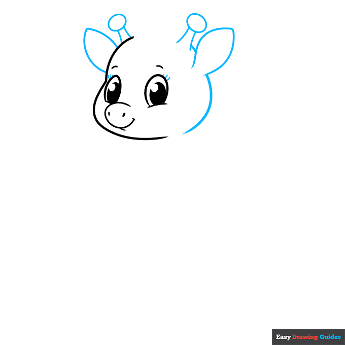 Cute Giraffe step-by-step drawing tutorial: step 3