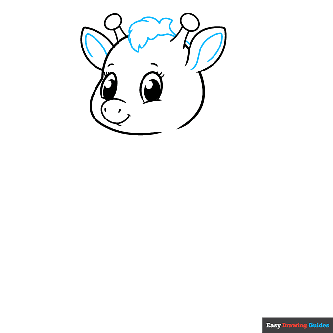 Cute Giraffe step-by-step drawing tutorial: step 4