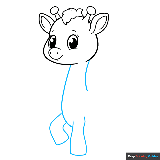 Cute Giraffe step-by-step drawing tutorial: step 5
