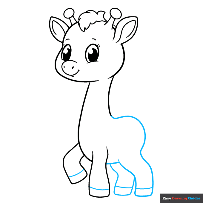 Cute Giraffe step-by-step drawing tutorial: step 6