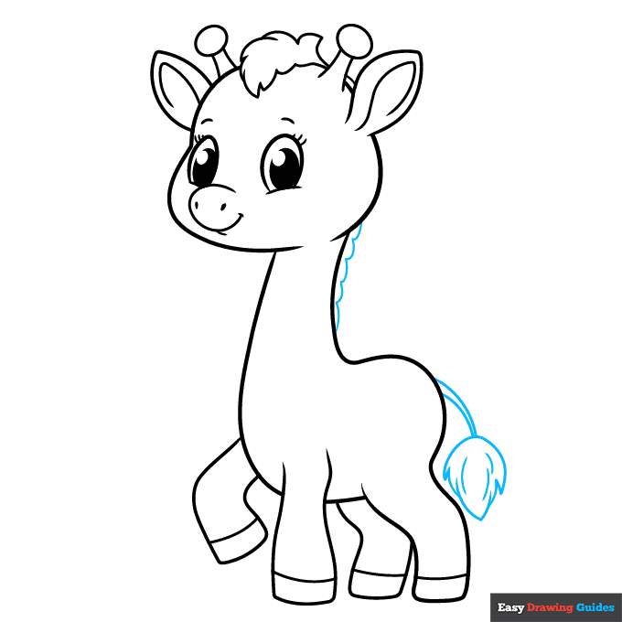 Cute Giraffe step-by-step drawing tutorial: step 7