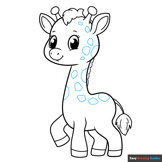 Cute Giraffe step-by-step drawing tutorial: step 8