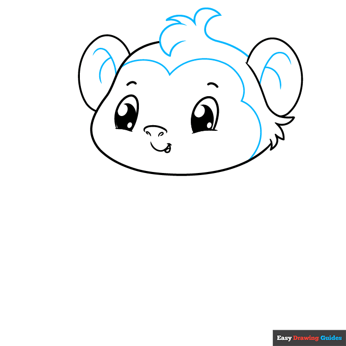 Cute Monkey step-by-step drawing tutorial: step 3