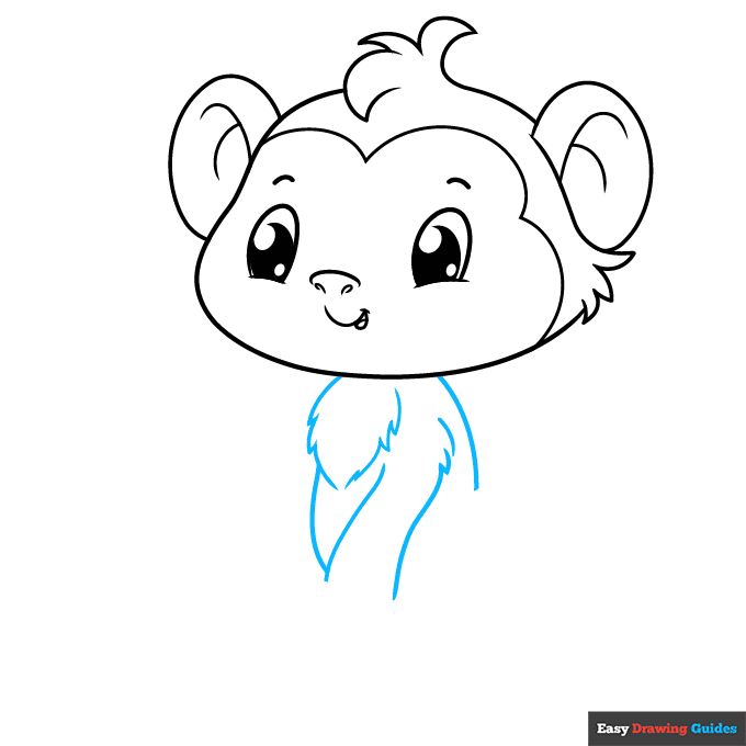Cute Monkey step-by-step drawing tutorial: step 4