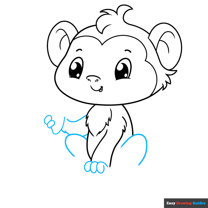 Cute Monkey step-by-step drawing tutorial: step 5