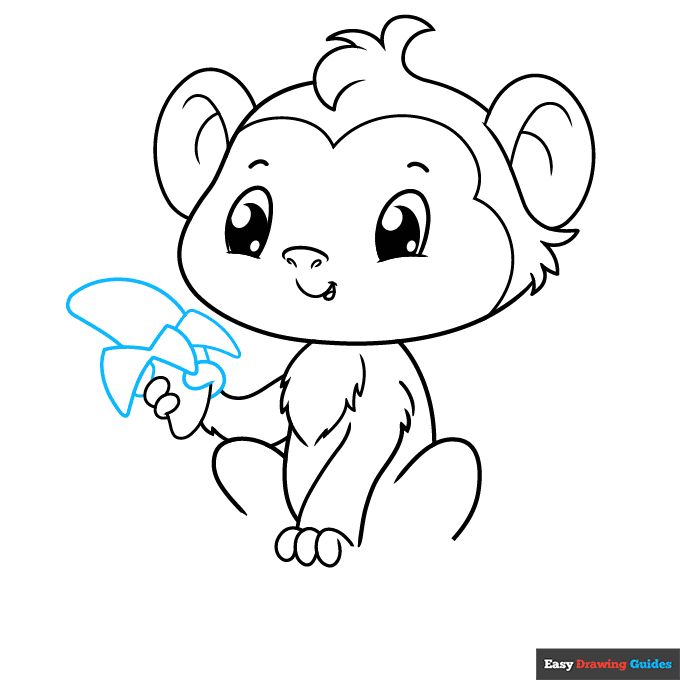 Cute Monkey step-by-step drawing tutorial: step 6