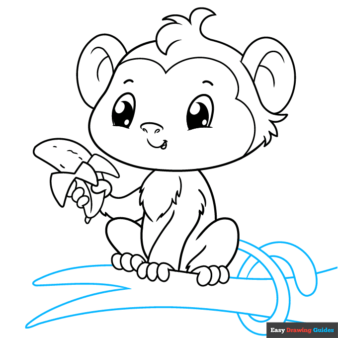 Cute Monkey step-by-step drawing tutorial: step 8