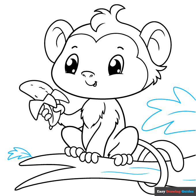 Cute Monkey step-by-step drawing tutorial: step 9