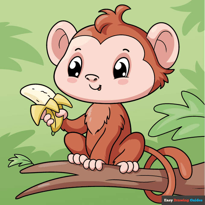 Cute Monkey step-by-step drawing tutorial: step 11