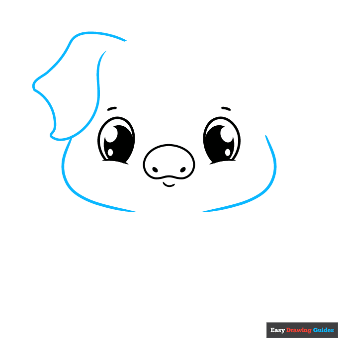 Cute Pig step-by-step drawing tutorial: step 3