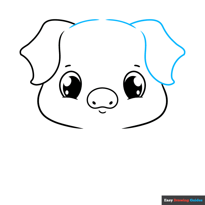 Cute Pig step-by-step drawing tutorial: step 4