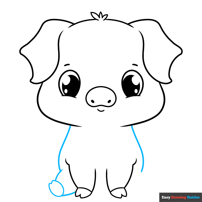 Cute Pig step-by-step drawing tutorial: step 7