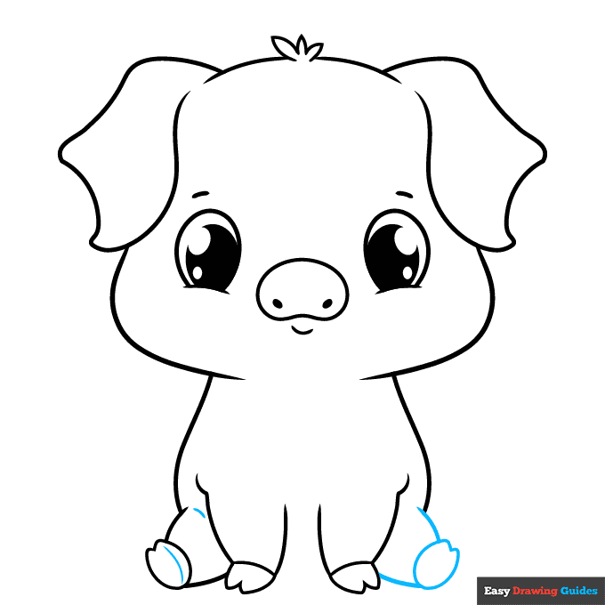 Cute Pig step-by-step drawing tutorial: step 8
