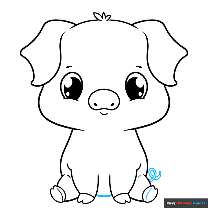 Cute Pig step-by-step drawing tutorial: step 9