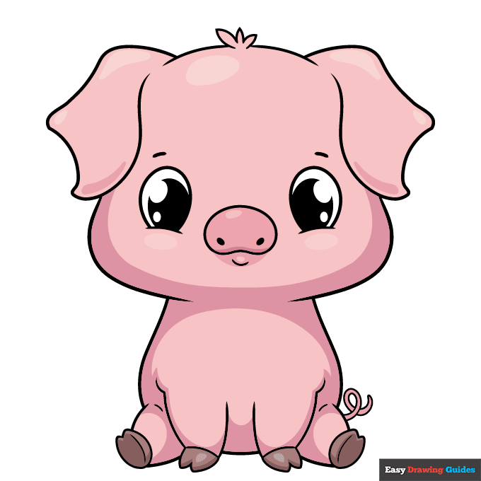 Cute Pig step-by-step drawing tutorial: step 11