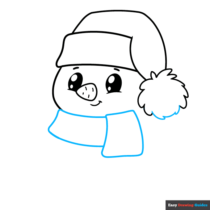 Cute Snowman step-by-step drawing tutorial: step 5