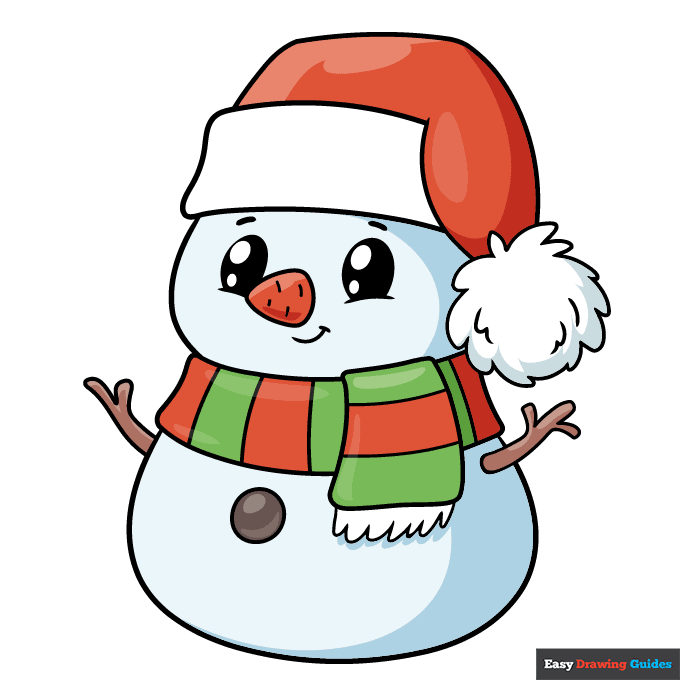 Cute Snowman step-by-step drawing tutorial: step 11