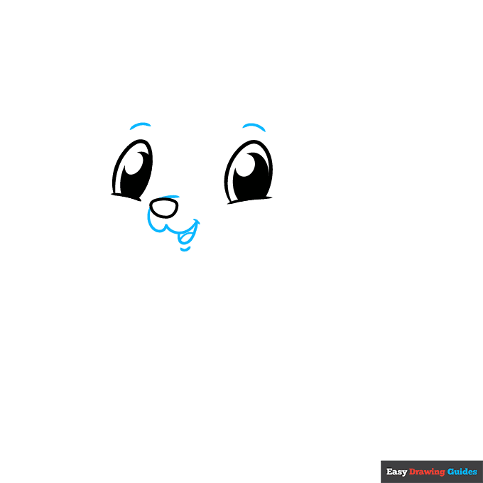 Cute Wolf step-by-step drawing tutorial: step 2