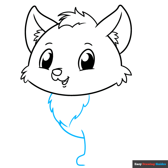 Cute Wolf step-by-step drawing tutorial: step 6