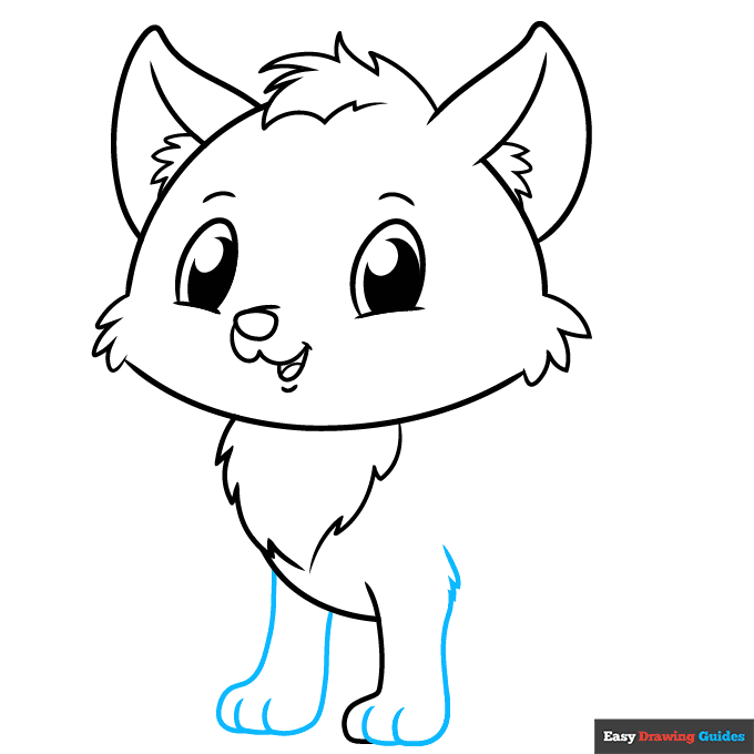 Cute Wolf step-by-step drawing tutorial: step 7