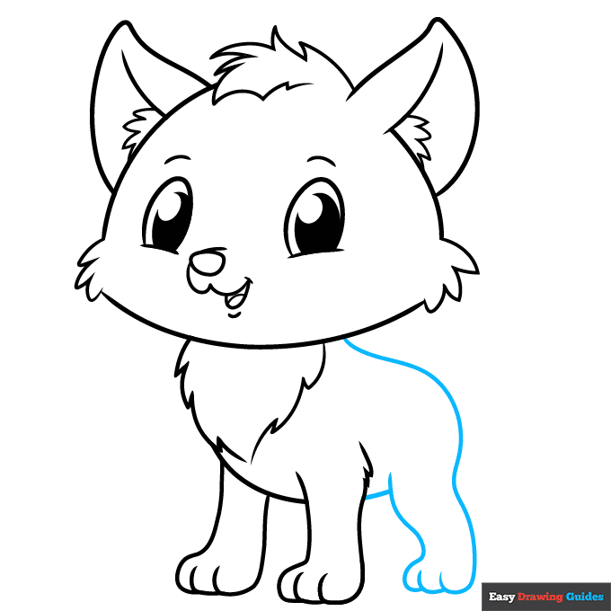 Cute Wolf step-by-step drawing tutorial: step 8