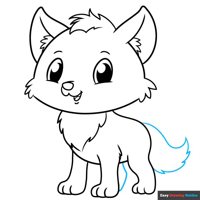 Cute Wolf step-by-step drawing tutorial: step 9