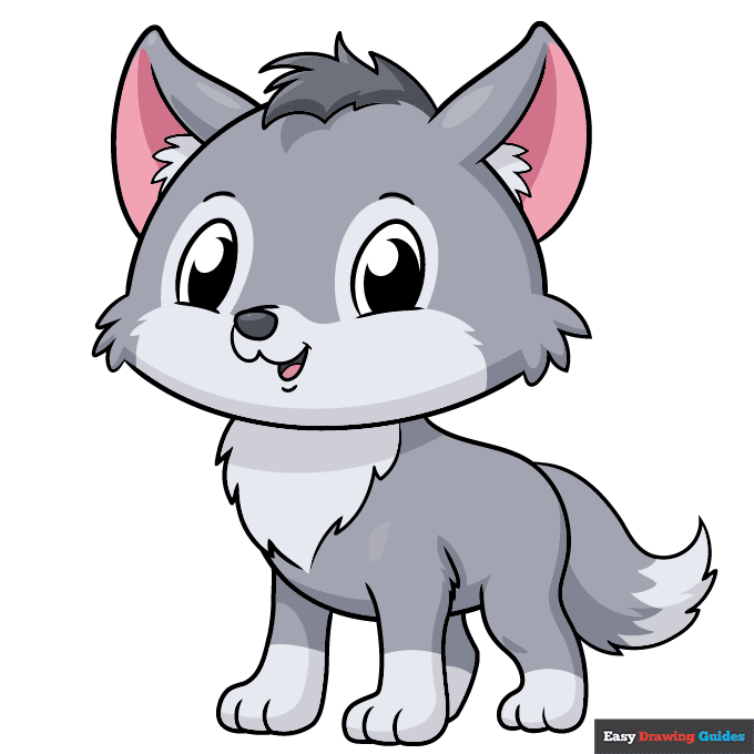 Cute Wolf step-by-step drawing tutorial: step 11