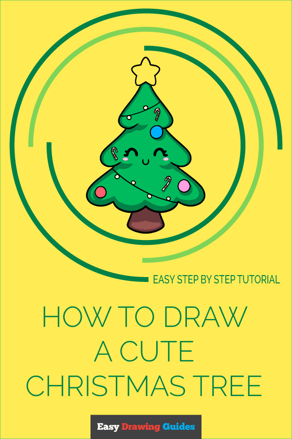 How to Draw a Cute Christmas Tree Pinterest Image