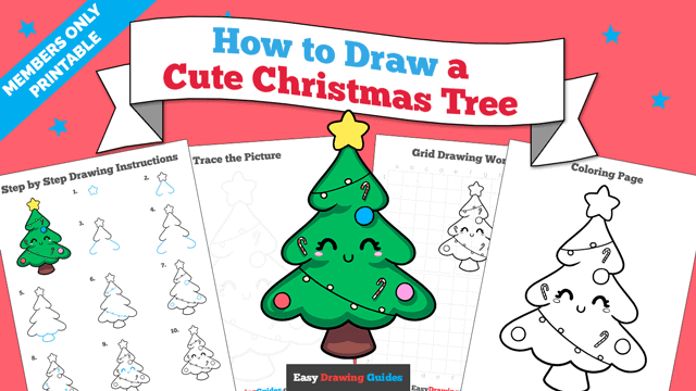 How to Draw a Cute Christmas Tree Printable Thumbnail Image