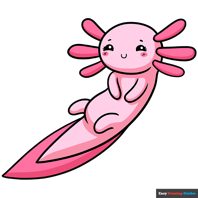 Cute Axolotl step-by-step drawing tutorial: step 10