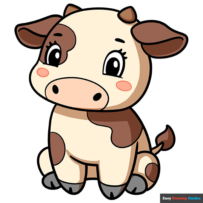 Cute Cow step-by-step drawing tutorial: step 10