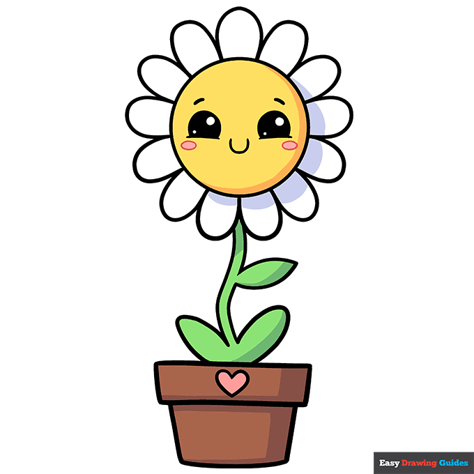 Cute Flower step-by-step drawing tutorial: step 10