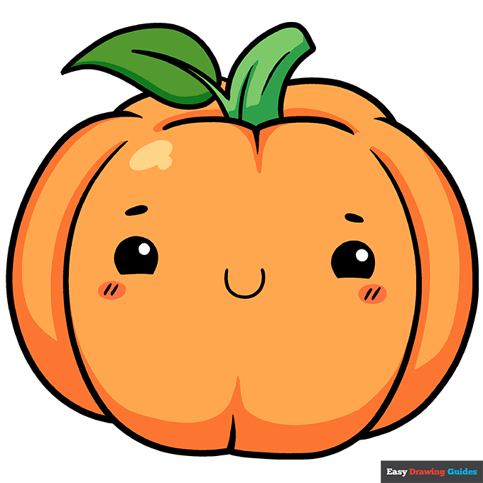 Cute Pumpkin step-by-step drawing tutorial: step 10