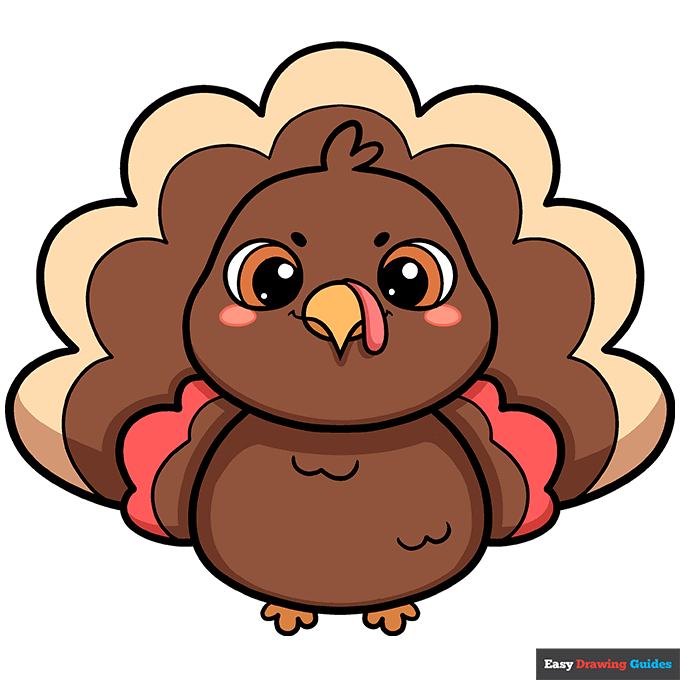 Cute Turkey step-by-step drawing tutorial: step 10
